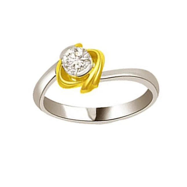 Plati Floral 0.10cts Real Diamond Two Tone  Solitaire Ring (SDR316)