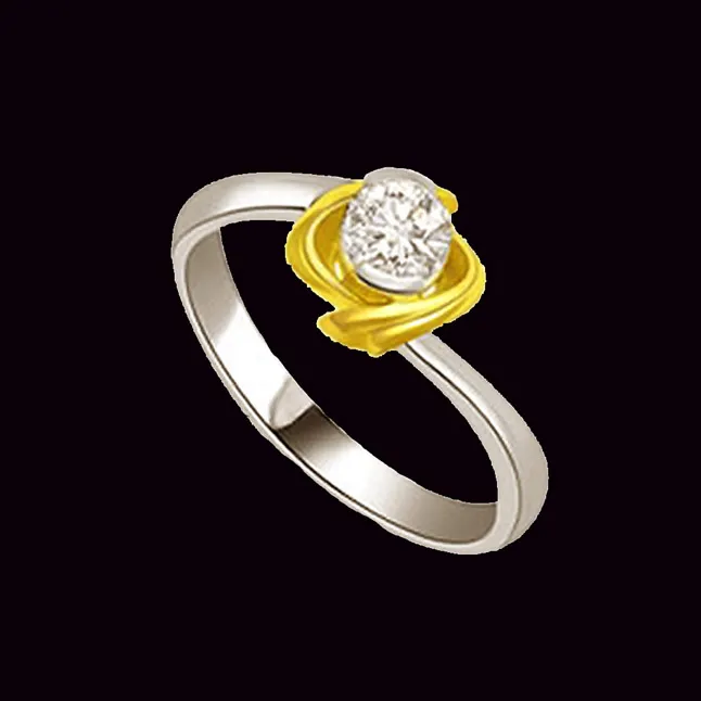 Plati Floral 0.10 ct Diamond Two Tone Solitaire rings SDR316