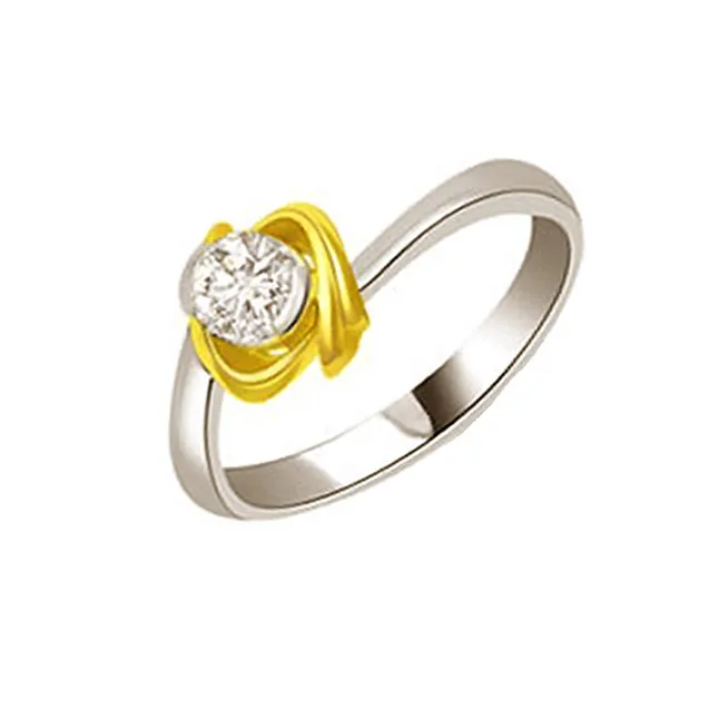 Plati Floral 0.10cts Real Diamond Two Tone  Solitaire Ring (SDR316)