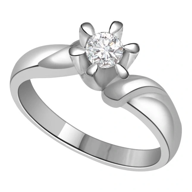 0.35 ct Diamond Flower Shape rings SDR343 -White Gold Big Sol