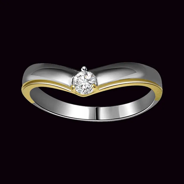 0.15cts Real Diamond Two Tone  Solitaire Ring (SDR348)