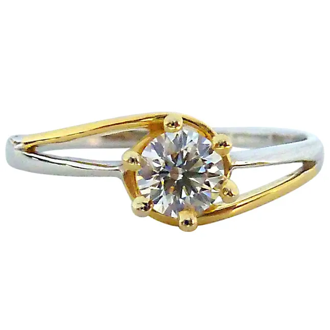 0.15cts Real Diamond Two Tone Solitaire Ring (SDR350-15)