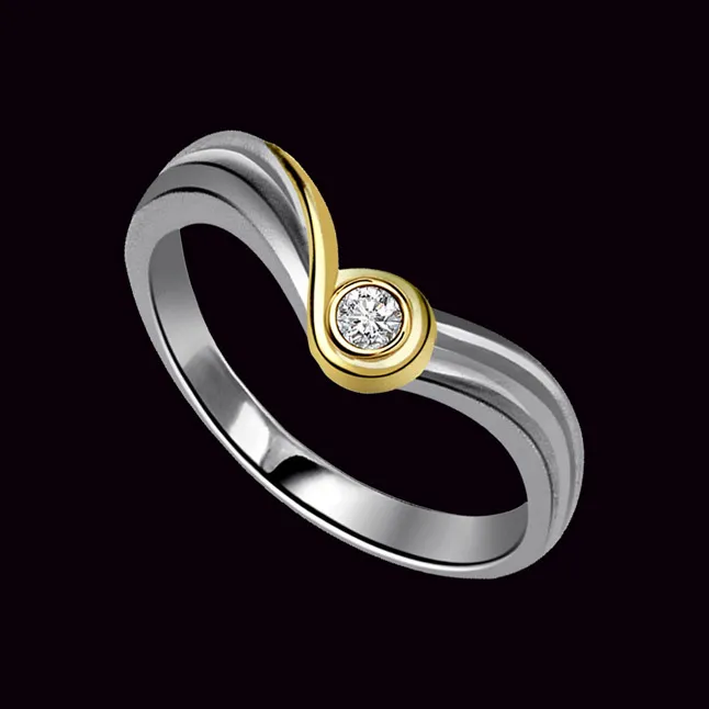 0.10 ct Diamond Two Tone Solitaire rings SDR351