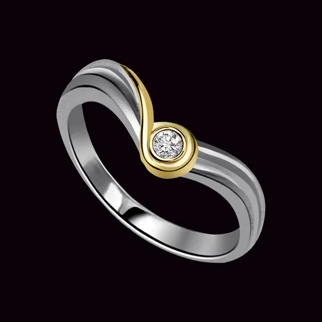 0.10cts Real Diamond Two Tone  Solitaire Ring (SDR351)