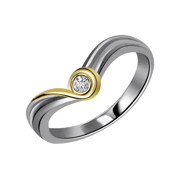 0.10cts Real Diamond Two Tone  Solitaire Ring (SDR351)