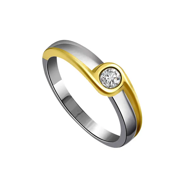 0.11cts Real Diamond Two Tone  Solitaire Ring (SDR363)