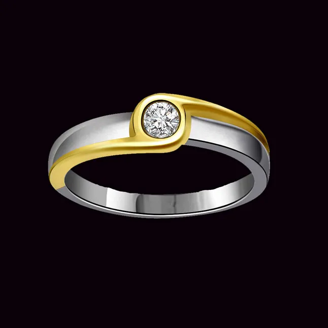 0.11cts Real Diamond Two Tone  Solitaire Ring (SDR363)