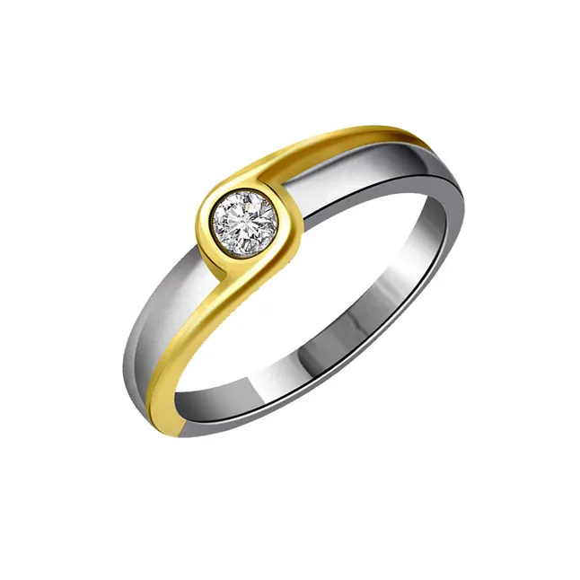 0.11cts Real Diamond Two Tone  Solitaire Ring (SDR363)