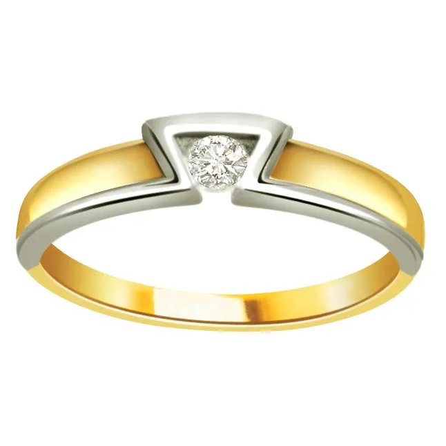 0.10 ct Diamond Two Tone Solitaire rings SDR365
