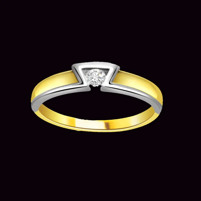 0.10 ct Diamond Two Tone Solitaire rings SDR365