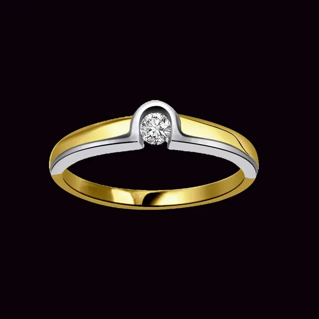 0.10 ct Diamond Two Tone Solitaire rings SDR368