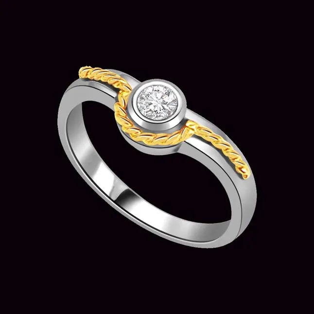 0.20cts Real Diamond Two Tone Solitaire Ring (SDR385)