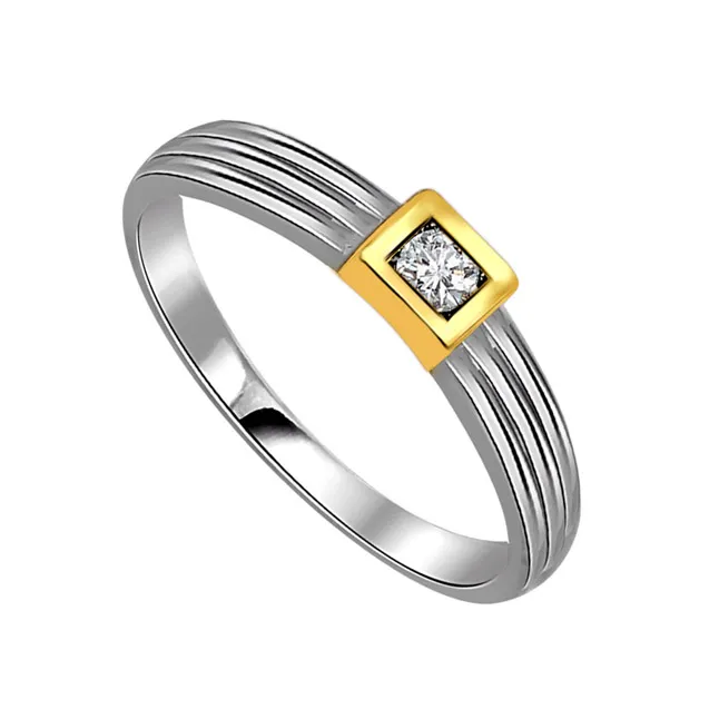 0.15cts Real Diamond Two Tone Solitaire Ring (SDR386)