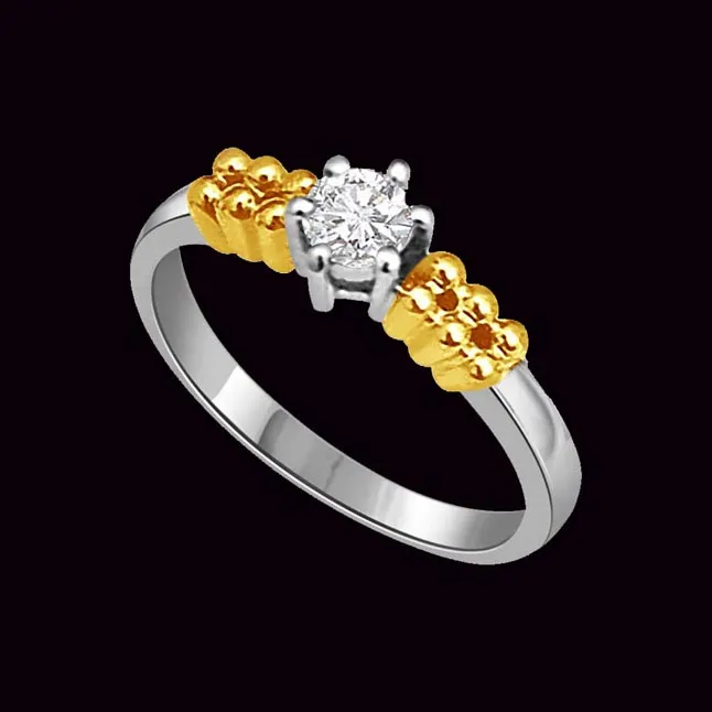 Two Tone Real Diamond 1.00cts Solitaire Ring (SDR389)