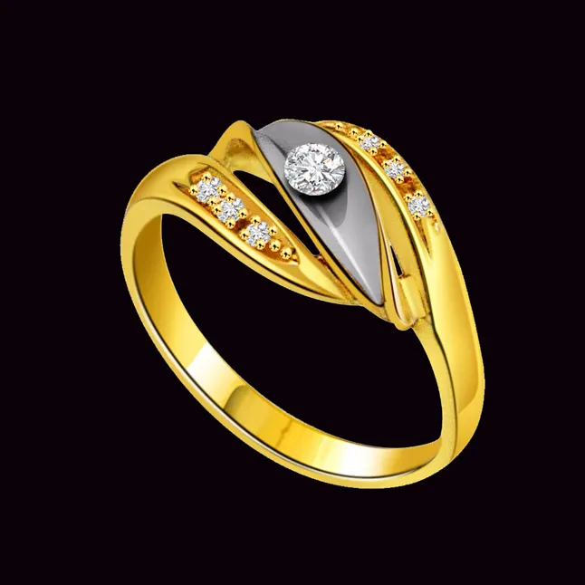 Fine 0.24cts Real Diamond Two Tone Ring (SDR393)