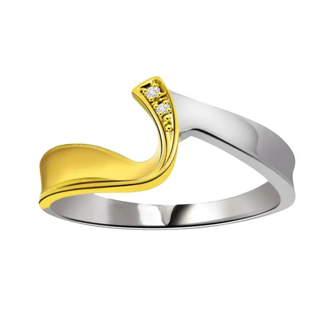 0.04 ct Diamond Two Tone rings -White Yellow Gold rings