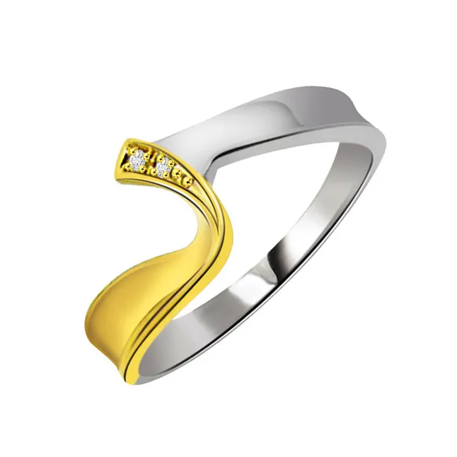 0.04 ct Diamond Two Tone rings -White Yellow Gold rings