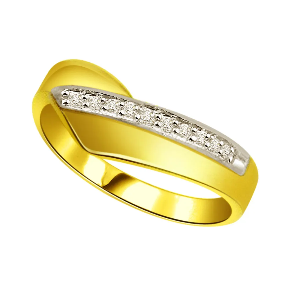 0.12 ct Diamond Two Tone rings -White Yellow Gold rings