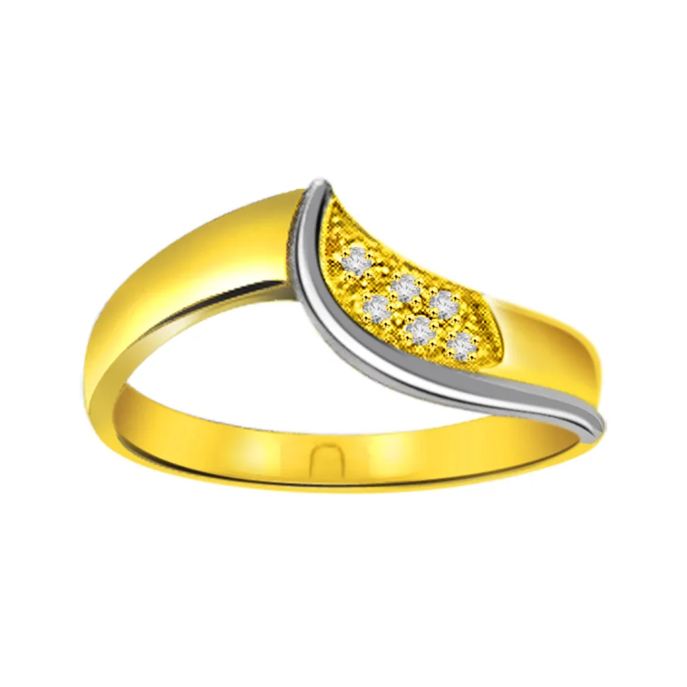 Diamond 0.18 ct Two Tone rings -White Yellow Gold rings