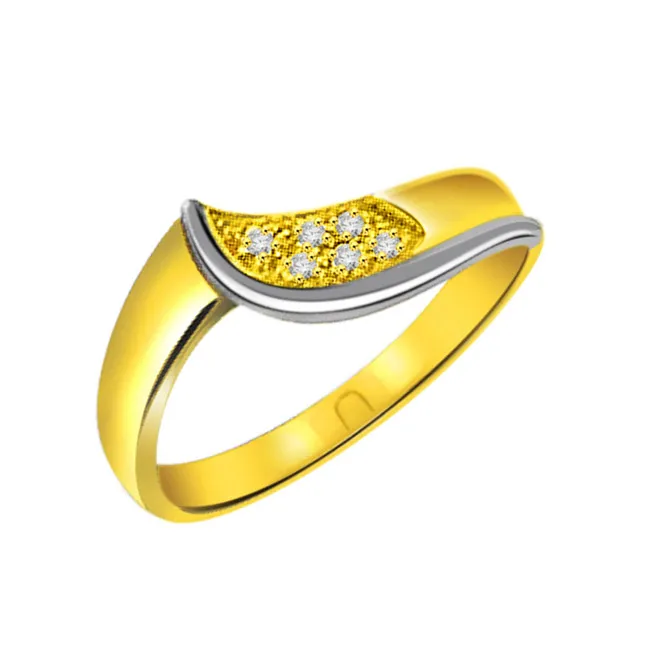 Diamond 0.18 ct Two Tone rings -White Yellow Gold rings
