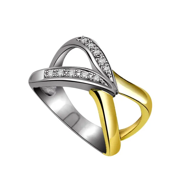0.20 ct Diamond Two Tone rings -White Yellow Gold rings
