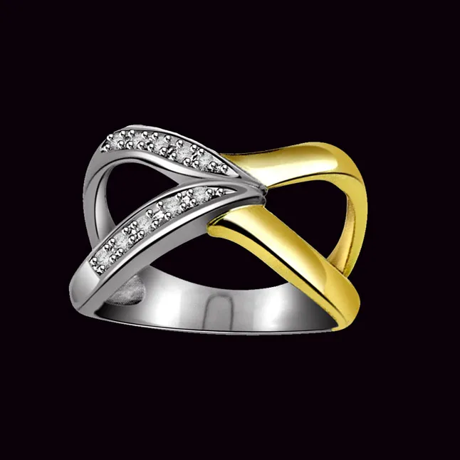 0.20 ct Diamond Two Tone rings -White Yellow Gold rings