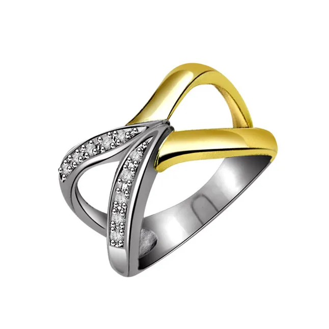 0.20 ct Diamond Two Tone rings -White Yellow Gold rings