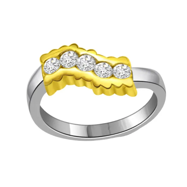 0.25 ct Diamond Two Tone rings -White Yellow Gold rings