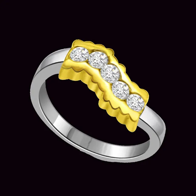 0.25 ct Diamond Two Tone rings -White Yellow Gold rings