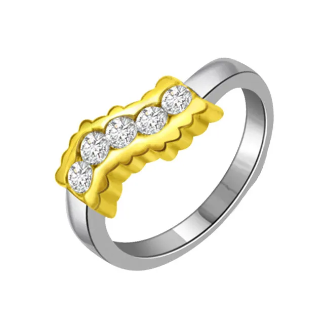 0.25 ct Diamond Two Tone rings -White Yellow Gold rings