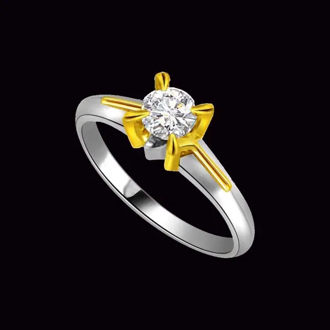 Fine Diamond 1.00 ct Two Tone Solitaire rings -White Gold Big Sol