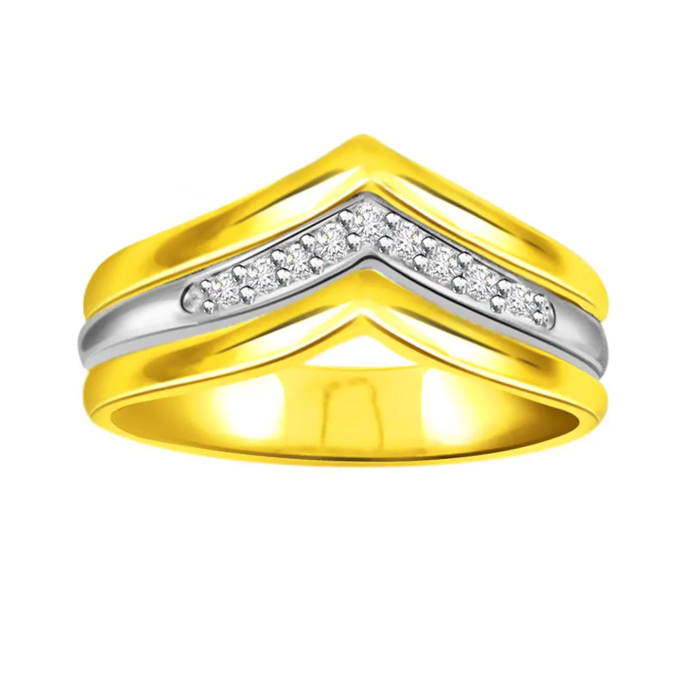 0.16ct Diamond Two Tone rings -White Yellow Gold rings