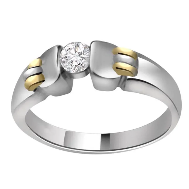 0.10cts Real Diamond Two-Tone Solitaire Ring (SDR423)