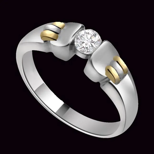 0.10cts Real Diamond Two-Tone Solitaire Ring (SDR423)
