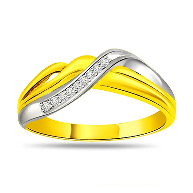 0.18ct Diamond Two -Tone 18kt Gold rings -White Yellow Gold rings