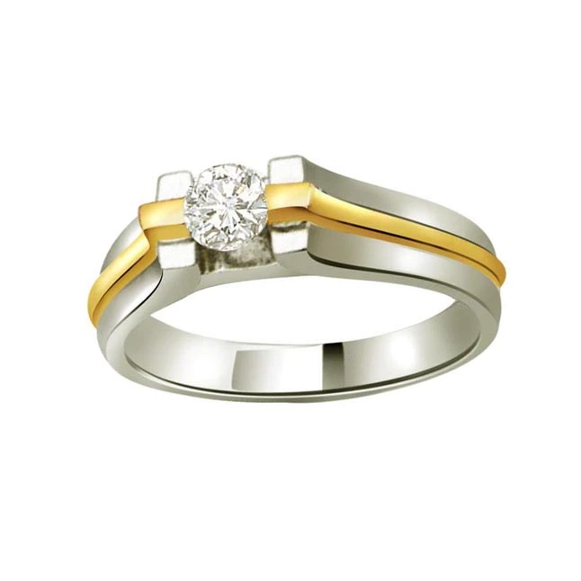 0.10cts Real Diamond Solitaire Two Tone 18kt Gold Ring (SDR431)