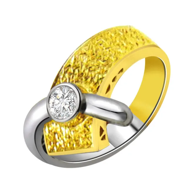 0.10cts Real Diamond Classic  Solitaire Two Tone 18kt Gold Ring (SDR432)