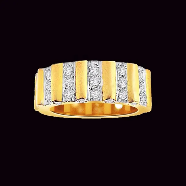 Beautiful Sunrise - Real Diamond 18K Wide Band Ring (SDR44)