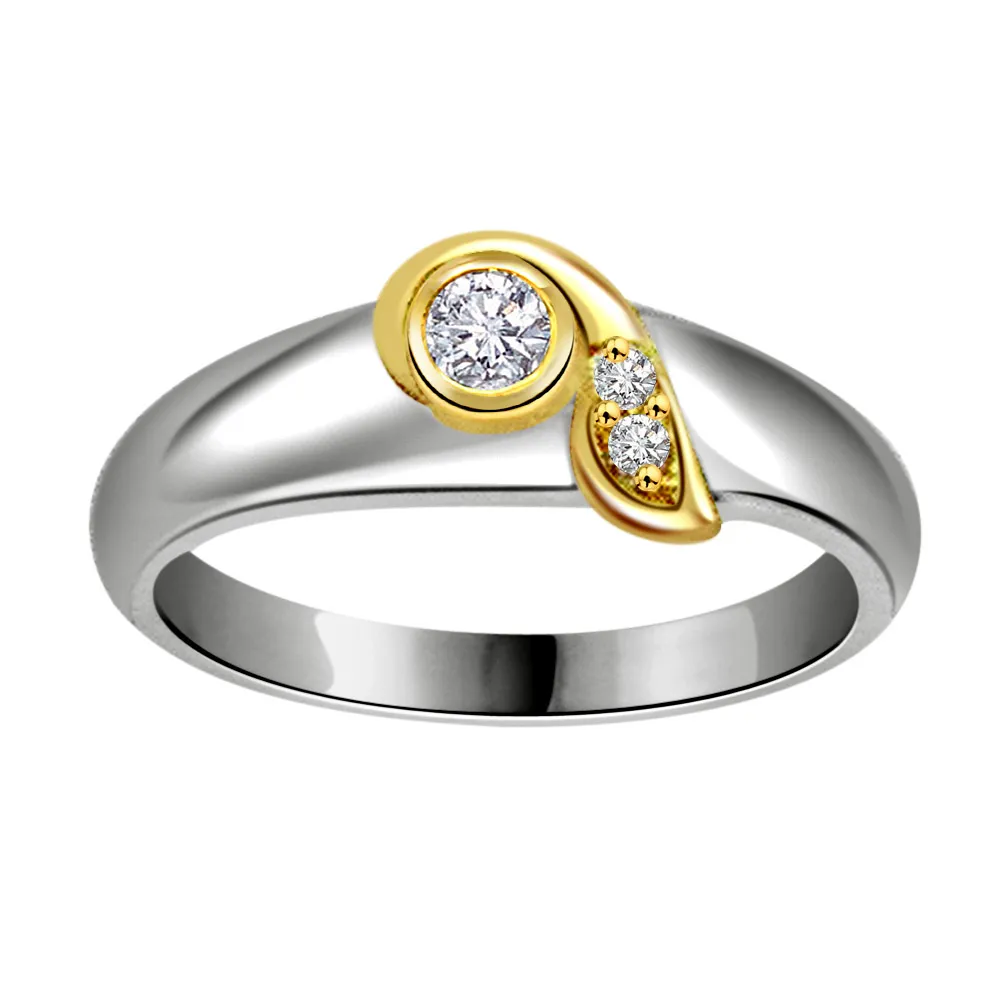 0.16ct Diamond Two Tone 18kt Gold rings -White Yellow Gold rings