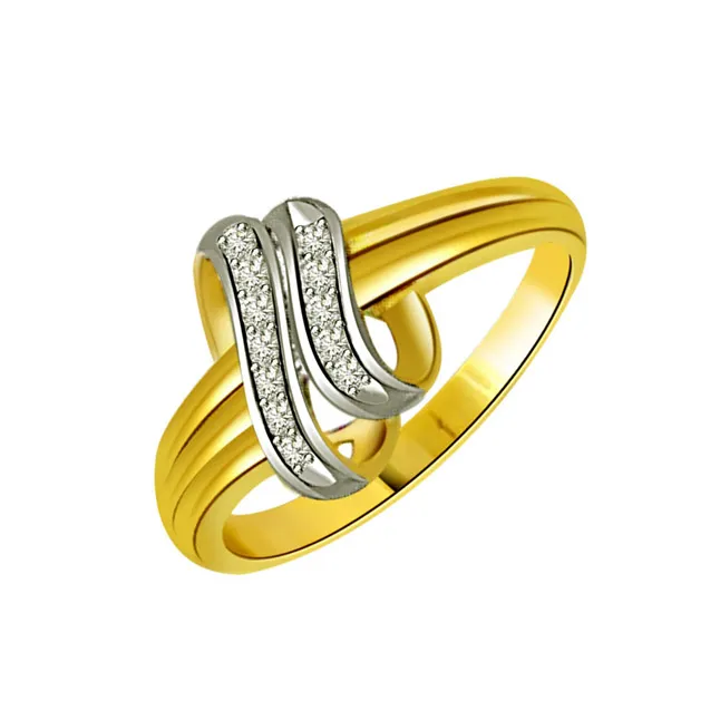 Two-Tone Real Diamond Gold Ring (SDR481)