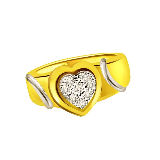 Real Diamond Heart Shape Gold Ring Set in 18kt (SDR497)