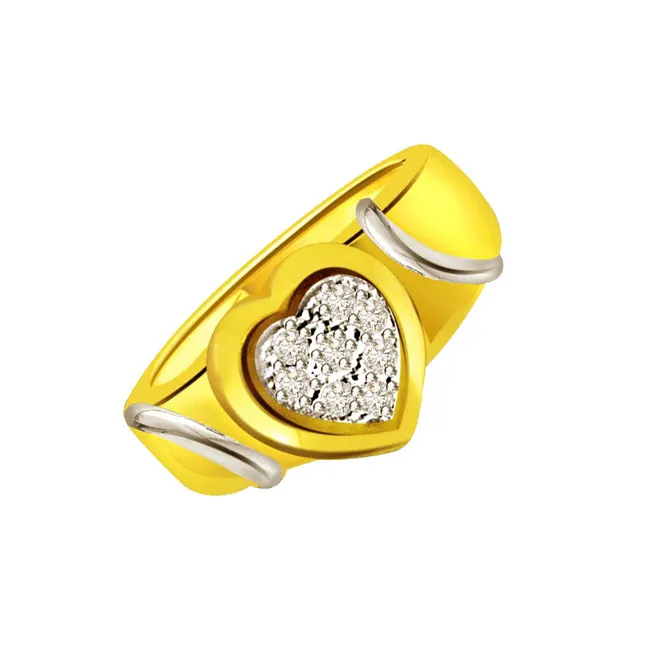 Real Diamond Heart Shape Gold Ring Set in 18kt (SDR497)