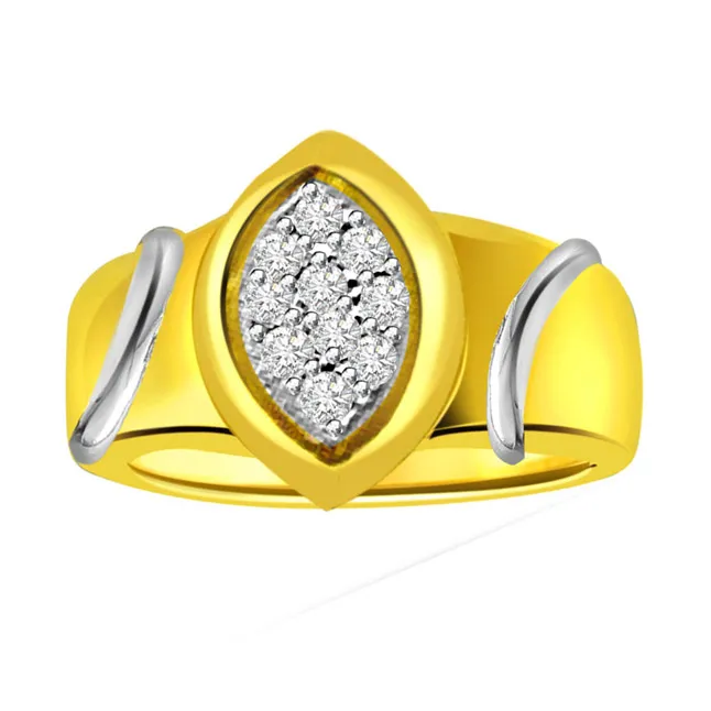 Two-Tone Real Diamond Gold Ring Set in 18kt Gold (SDR498)