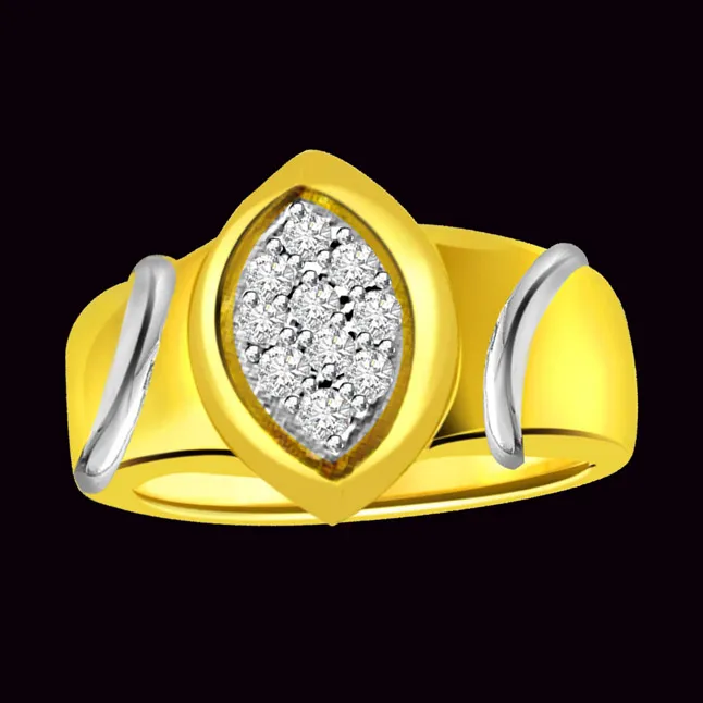 Two-Tone Real Diamond Gold Ring Set in 18kt Gold (SDR498)