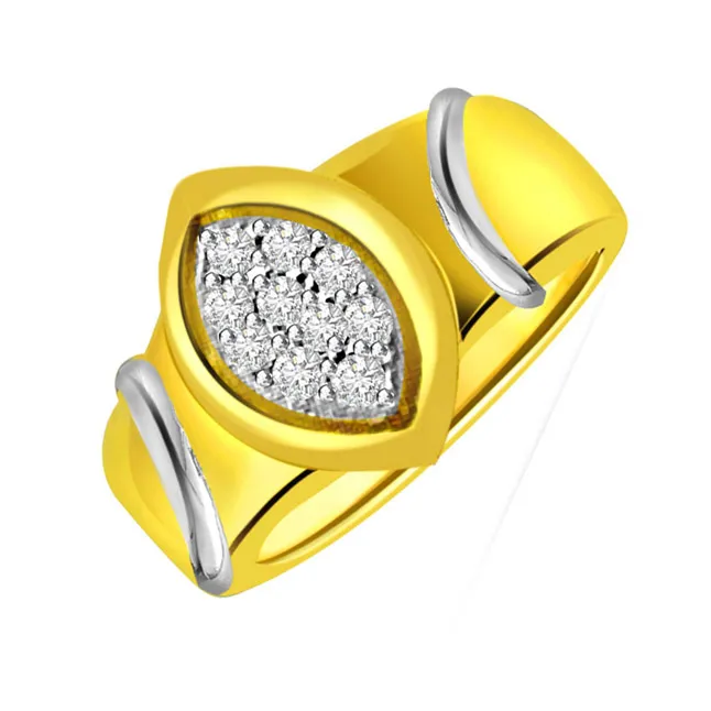 Two-Tone Real Diamond Gold Ring Set in 18kt Gold (SDR498)