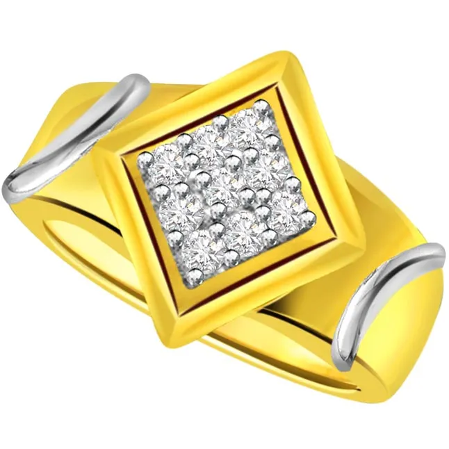 Two -Tone Diamond Gold rings SDR500 -White Yellow Gold rings