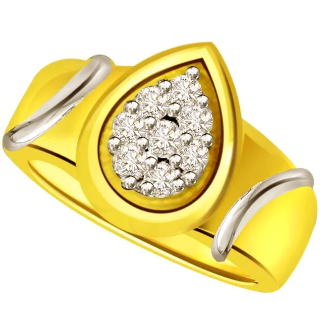 Two -Tone Diamond Gold rings SDR502 -White Yellow Gold rings