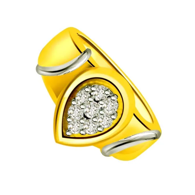 Two-Tone Real Diamond Gold Ring (SDR502)