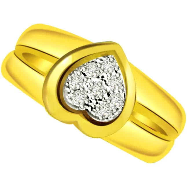 Diamond Heart Shape Gold rings SDR504