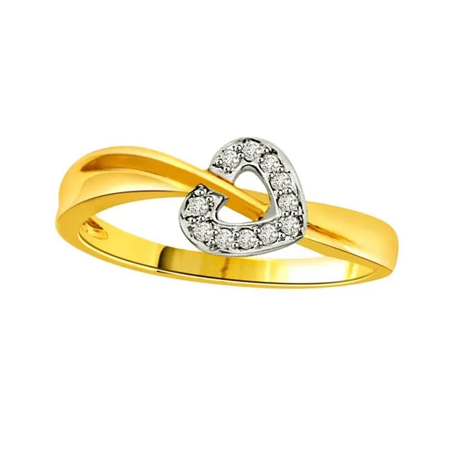 Real Diamond Heart Shape Gold Ring (SDR512)